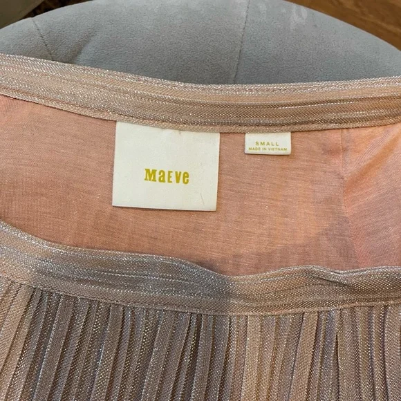 Anthropologie Maeve peach metallic accordion midiskirt S - Picture 7 of 13